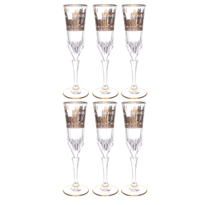A set of crystal champagne glasses Art Deco` Coll.Orhidea for 6 people